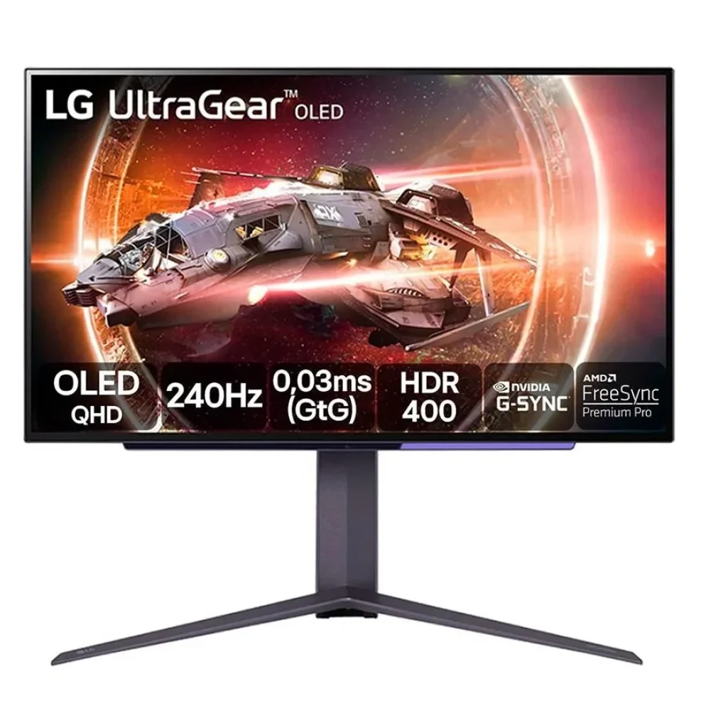 Monitor Gamer LG UltraGear 27″ OLED, QHD, 240Hz, 0.03ms, DisplayPort, HDMI e USB, NVIDIA G-SYNC, AMD FreeSync, HDR400 – 27GS95QE-B