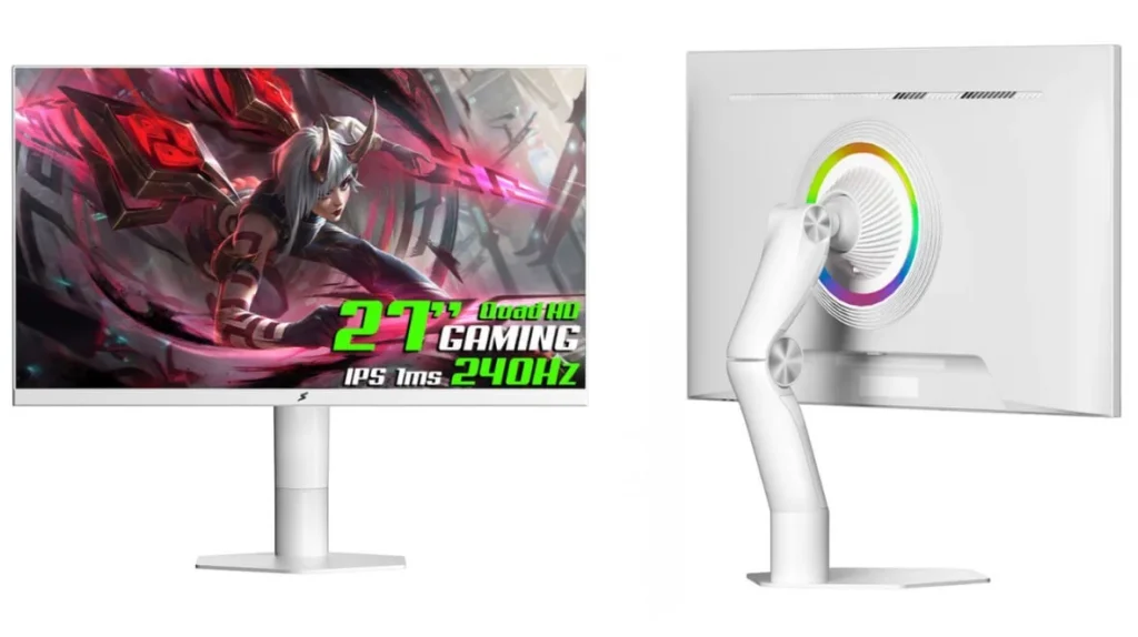 Monitor Gamer SuperFrame Orbit Plus, 27 Pol, Quad HD, 240Hz, IPS, 1ms, 115% sRGB, FreeSync/G-Sync, Suporte Articulado, HDMI/DP, Branco, SFOFW-27240-QHD-PRO