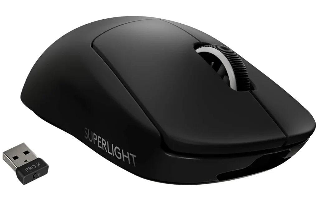 Mouse Gamer Sem Fio Logitech G PRO X SUPERLIGHT com Tecnologia LIGHTSPEED, Ultraleve 63g, 5 Botões Programáveis, Sensor HERO 25K e Bateria Recarregável, Compatível com POWERPLAY, Preto – 910-005879