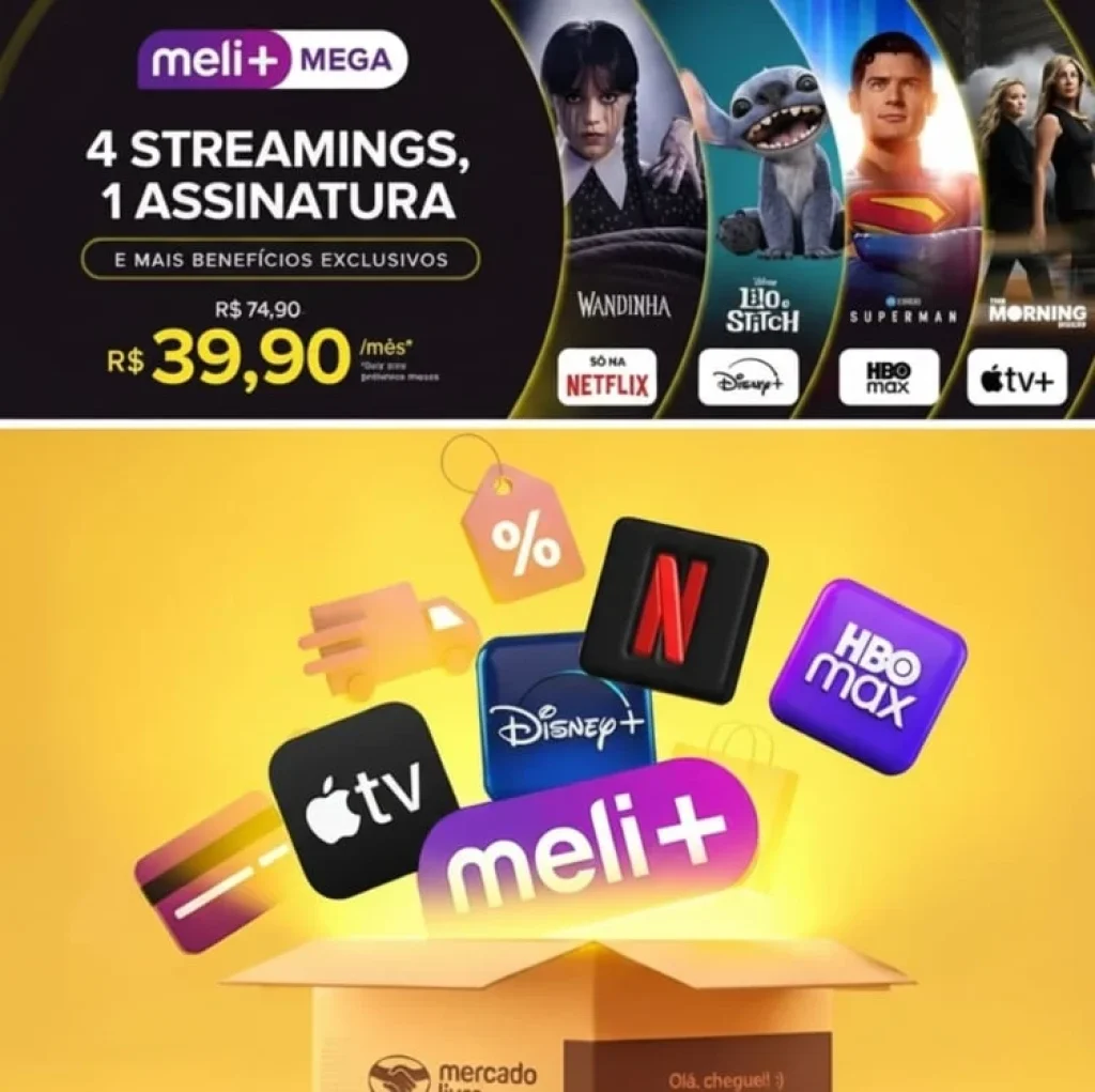 Oferta Meli+ MEGA com 46% OFF por 2 meses
