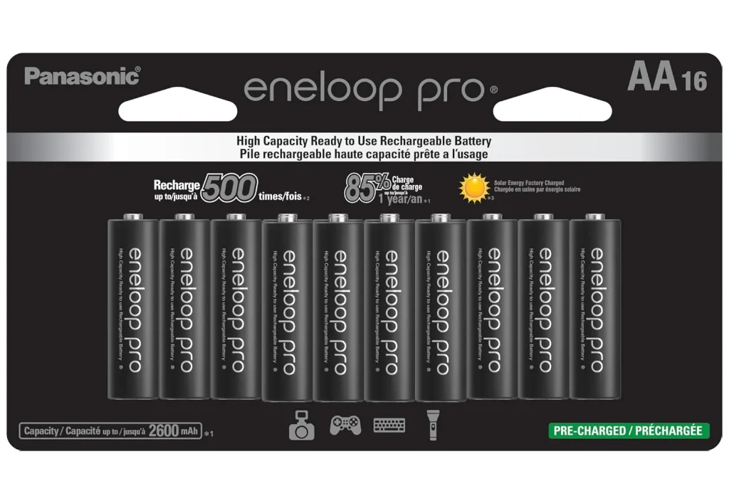 Pack 16 Pilhas Eneloop Pro AA Recarregáveis Pré-carregadas de Alta Capacidade Ni-MH Panasonic BK-3HCCA16FA