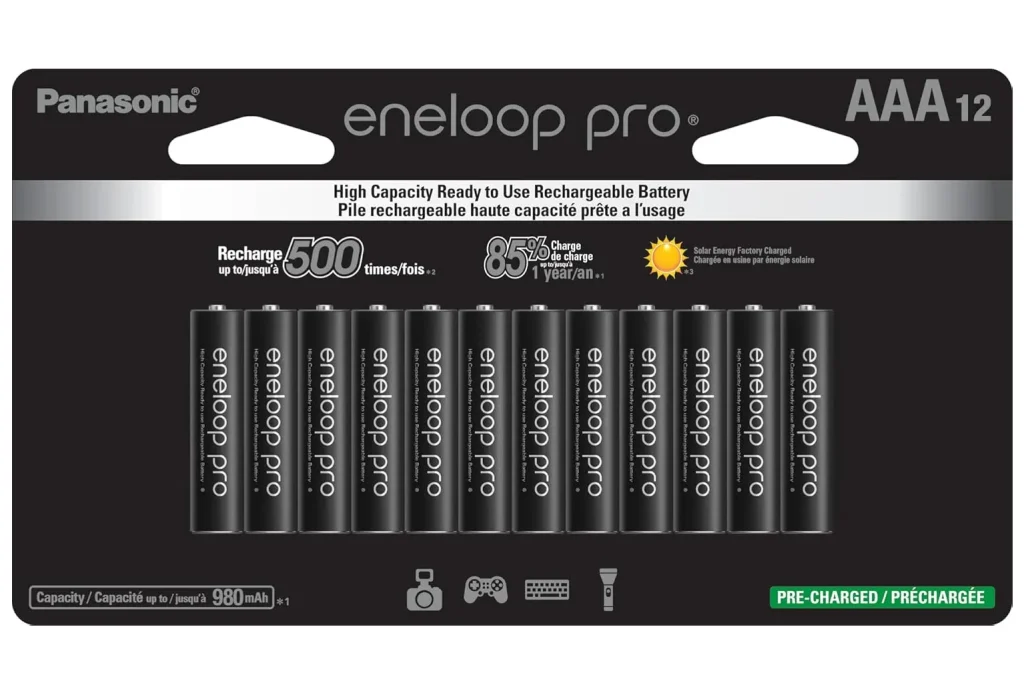 Pack 12 Pilhas Eneloop Pro AAA Recarregáveis de Alta Capacidade Pré-carregadas Ni-MH Panasonic – BK-4HCCA12FA