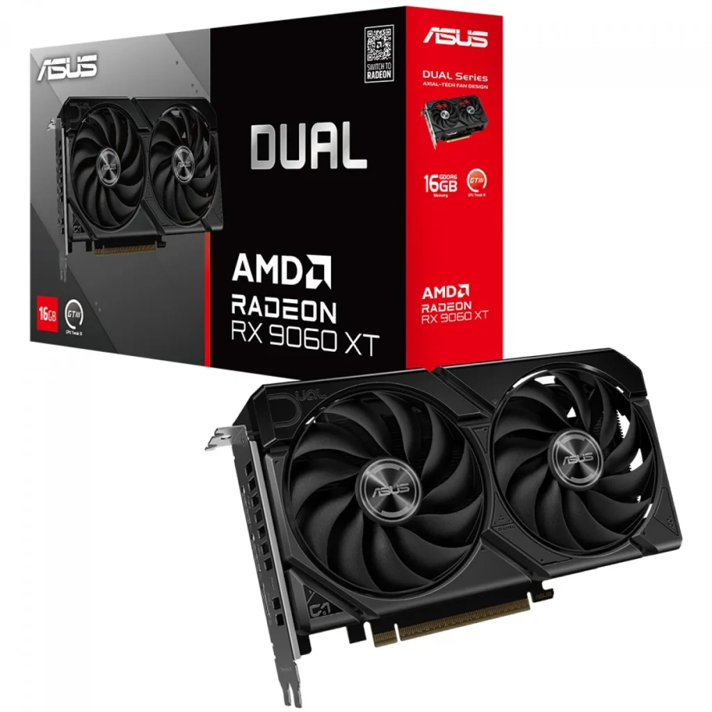 Placa de Vídeo Asus AMD Radeon RX 9060 XT Dual, 16GB, GDDR6, FSR, Ray Tracing – DUAL-RX9060XT-16G / 90YV0LG2-M0NA00
