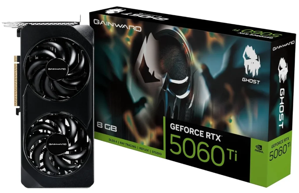 Placa de vídeo Gainward RTX 5060 TI Ghost, Placa de Vídeo 8GB GDDR7, DLSS 3, 128 Bits, Ray Tracing, Dual Fan – NE7506T019P1-GB2062B