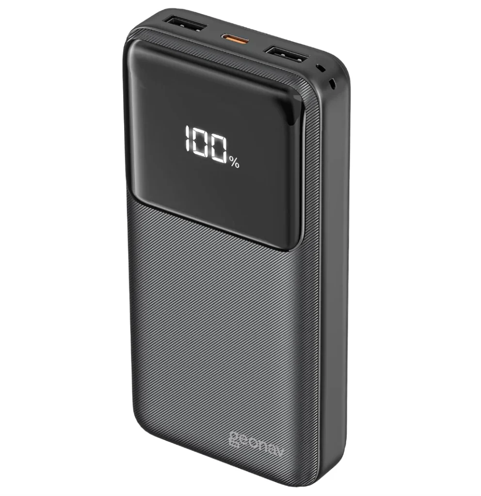 Power Bank, Carregador Portátil Geonav Universal 20.000mAh, Carga rápida, 2 saídas USB-A (até 18W quick charge) e 1 USB-C (até 20W Power Delivery), Led Indicador de Bateria, PB20K20W1PBK, Preto