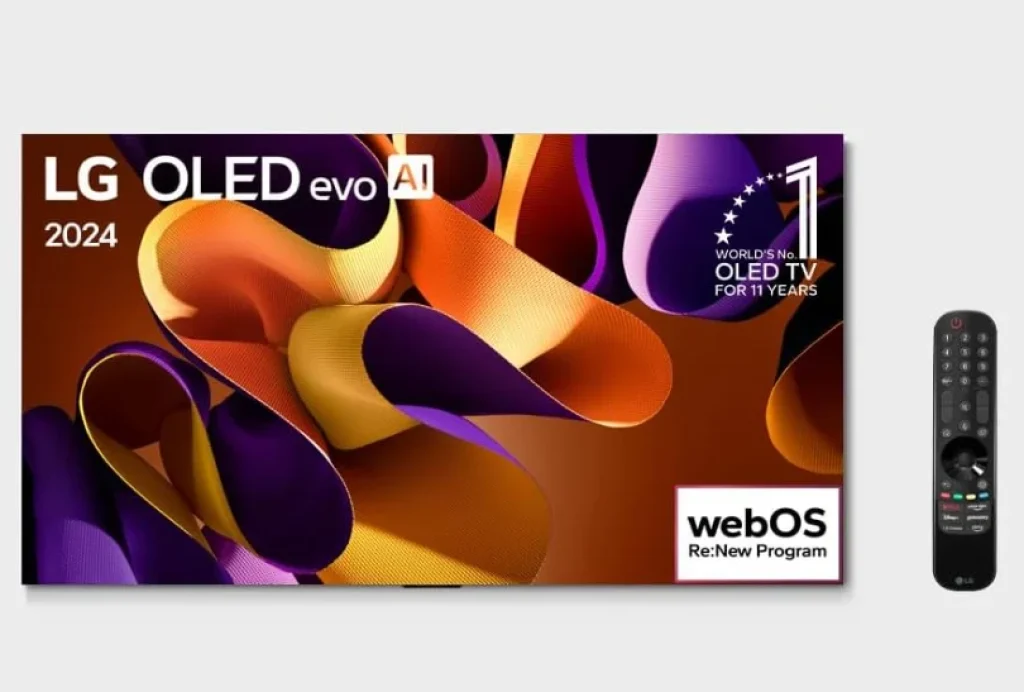 Smart TV 4K 65″ LG OLED evo OLED65G4 Processador α11 AI Painel 144Hz Intensificador de Brilho Máximo Design Onewall Dolby Vision Dolby Atmos