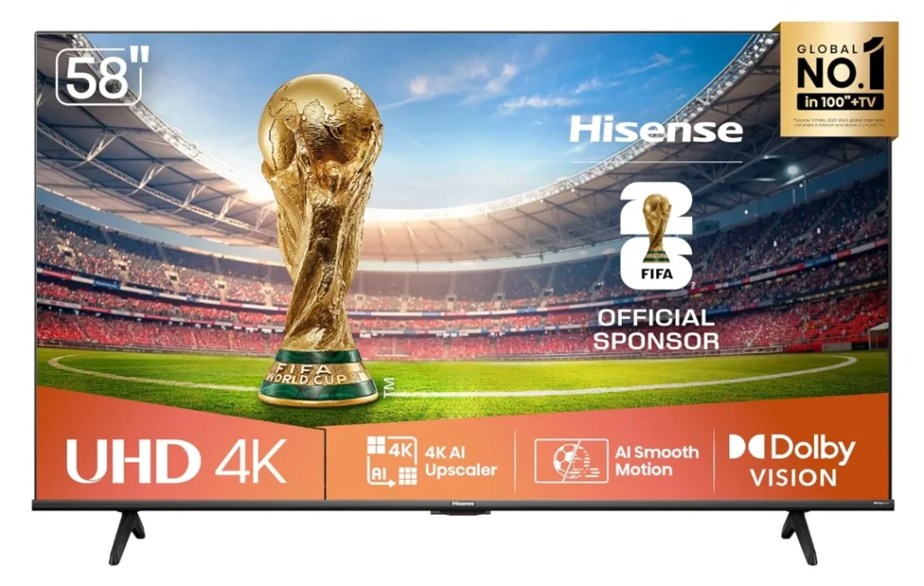 Smart TV 58” Hisense 58A6NV DLED 4K UHD HDR10+ Dolby Vision Controle por Voz Alexa AirPlay