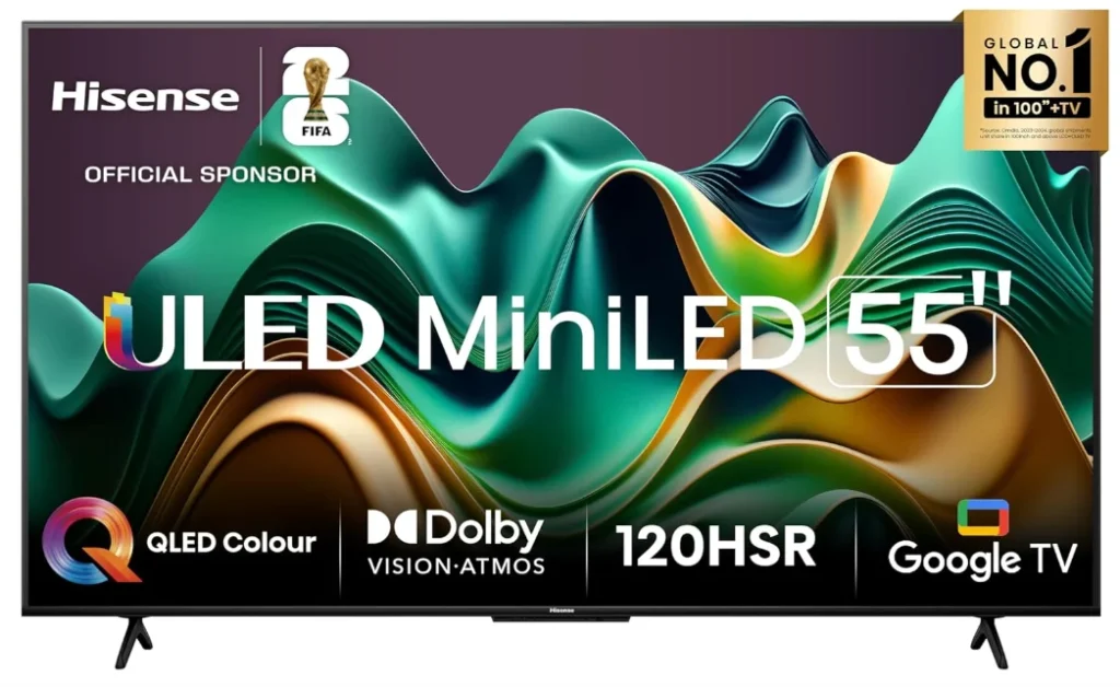 Smart TV Hisense UHD 4K QD-Mini LED 55″ U6N Polegadas Google TV, Processador com AI, HDR10+, Dolby Atmos, Sports Mode, Game Mode Plus e Compatível com Alexa – 55U6N