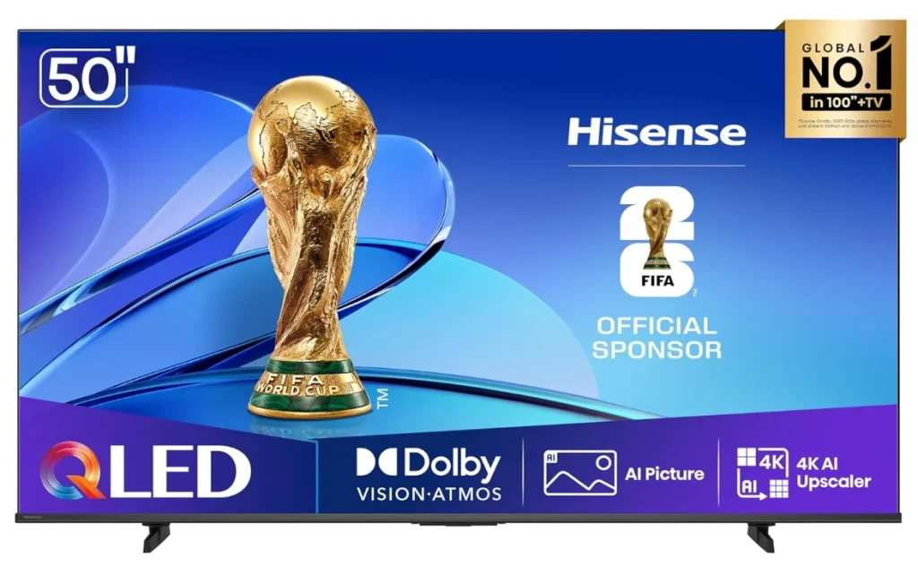 Smart TV Hisense UHD 4K QLED 50″ Polegadas Q6QV com HDR10+, 4K Upscaler, Dolby Atmos, VIDAA, Sports Mode, Game Mode Plus e Compatível com Alexa – 50Q6QV
