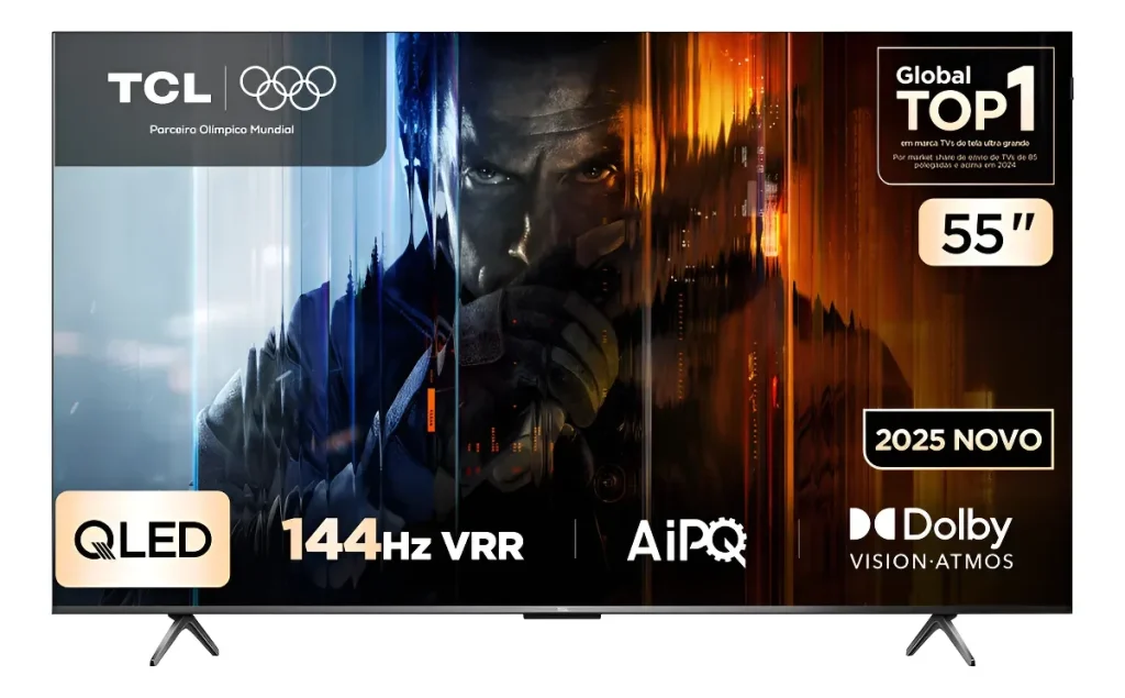 Smart TV TCL 4K 55″ QLED P8K 144Hz – WiFi Bluetooth Google TV HDR10+ Dolby Vision Atmos – 55P8K