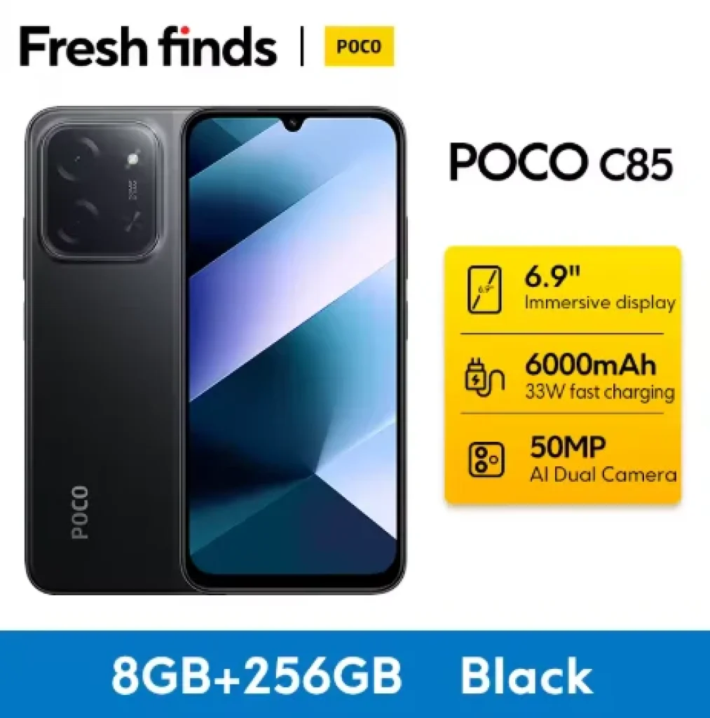 Smartphone POCO C85 NFC Helio G81-Ultra 6000mAh 6,9 “display 50MP Câmera 33W IP64 – Versão Global