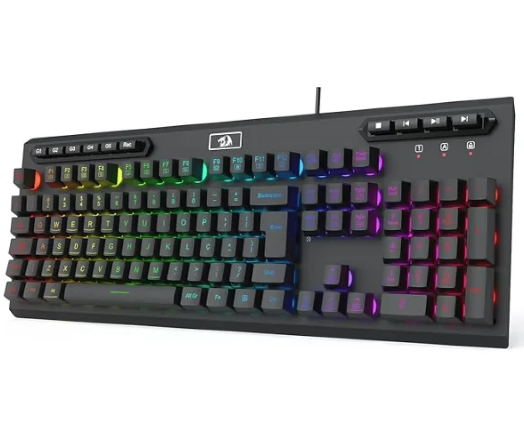 Teclado Gamer Redragon Aditya, Membrana, RGB, ABNT2, Preto – K513-RGB PT