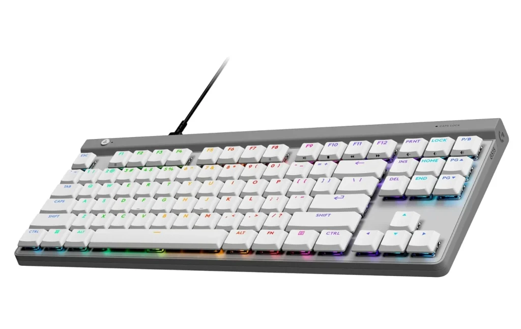 Teclado Mecânico Gamer Logitech G515, USB-C, RGB Lightsync, Switches Brown, Bluetooth, Design TKL, Branco – 920-012869