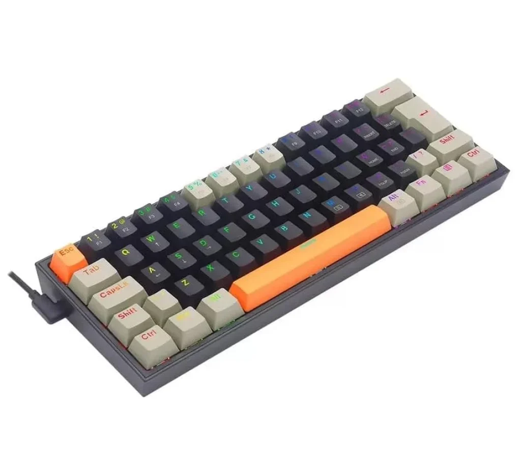 Teclado Mecanico Gamer Redragon Fizz RGB Laranja Preto e Cinza Switch Marrom – K617RGB-OG BK GY (PT-BROWN)