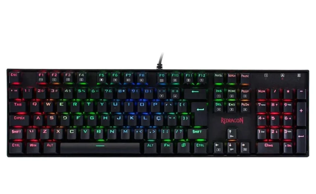 Teclado Mecânico Gamer Redragon Mitra RGB (Switch Outemu Blue) Full Sized USB Preto – K551RGB(BLUE)