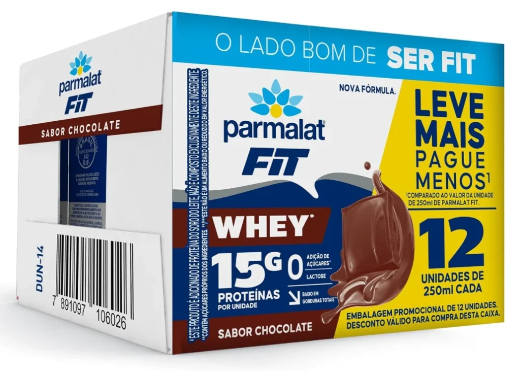 Bebida Proteica Parmalat Fit Chocolate 15g de Proteína 250mL – 12 Unidades