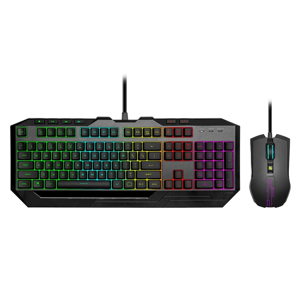 Combo Cooler Master Gamer Devastator 3 Teclado Membrana RGB, Multimídia + Mouse RGB 4800 DPI, USB – SGB-3000-KKMF4-BR