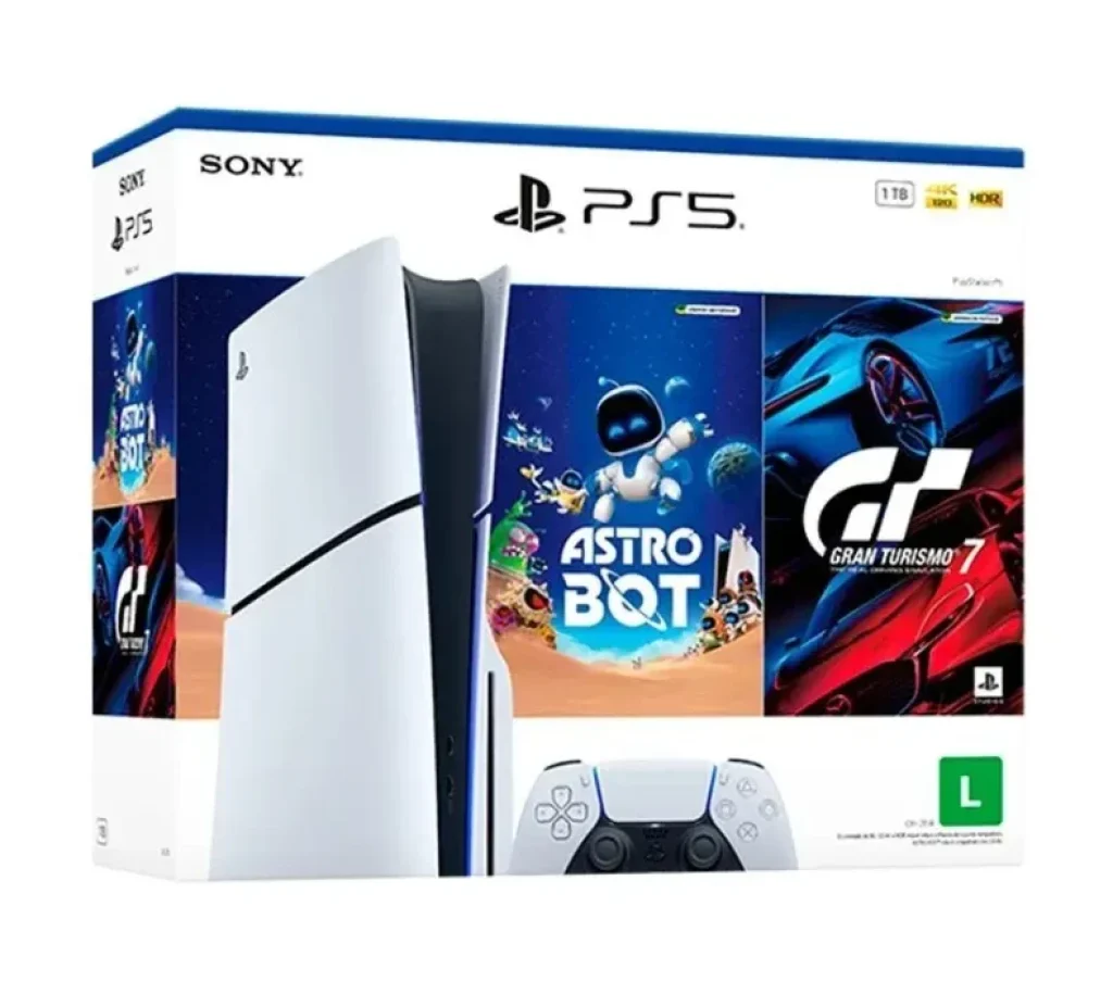 Console Sony Playstation 5 Digital Disk SSD 1TB – Bundle Gran Turismo 7 e Astro Bot + Controle Sem Fio Dualsense Branco
