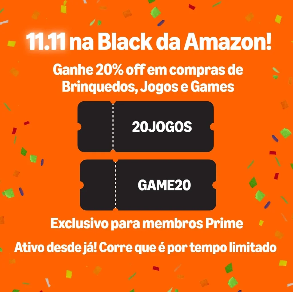 Cupom Amazon 20% OFF em Consoles e Games. Limitado a R$ 300