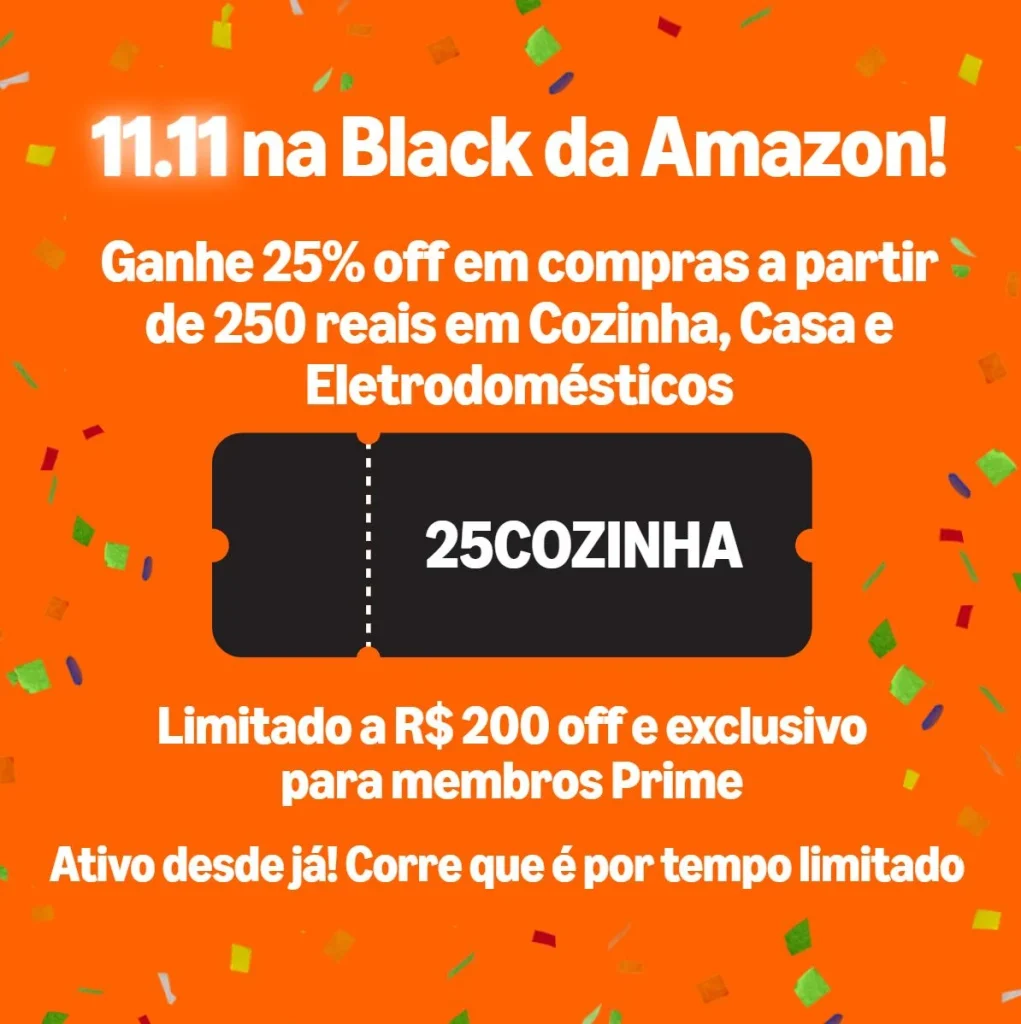 Cupom Amazon 25% OFF em Eletrodomésticos, Casa e Cozinha, Limitado a R$200