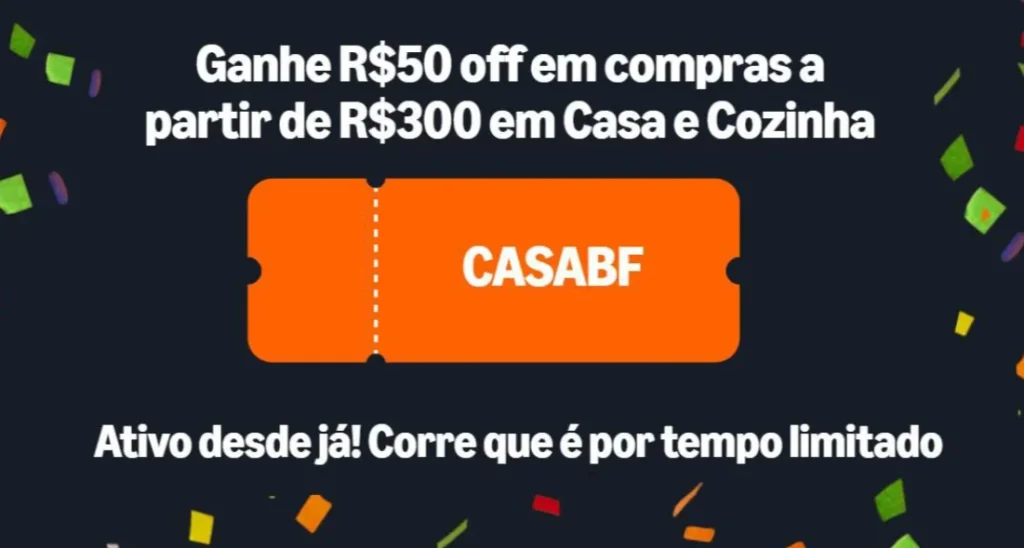 Cupom Amazon R$50 OFF acima de R$300 em Casa, Cozinha e Construção