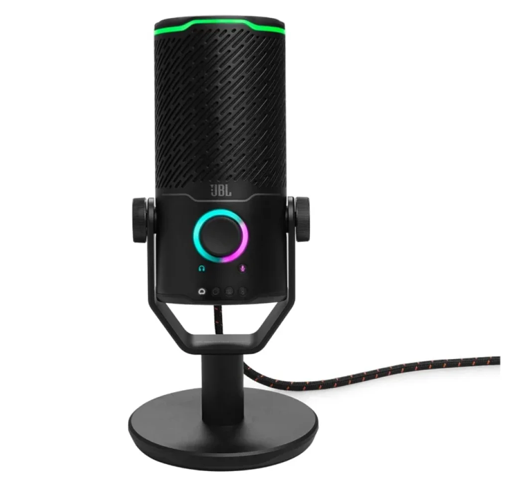 JBL, Microfone Com Fio, Quantum Stream Studio, Luzes RGB, USB – Preto