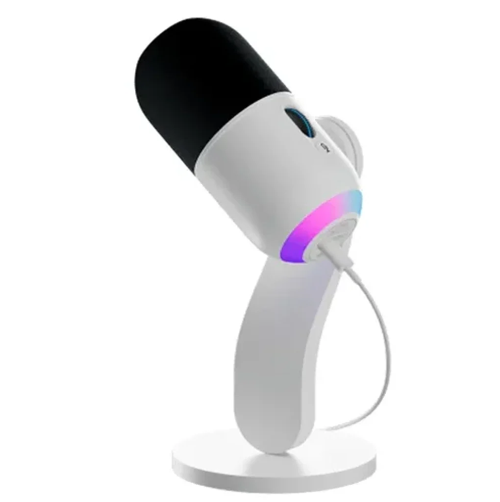 Microfone Dinâmico Gamer Logitech G Yeti GX com RGB LIGHTSYNC Captação Dinâmica Supercardioide, Conexão USB Plug and Play para Gravação de Conteúdo e Streaming em PC e Mac, Branco – 988-000575
