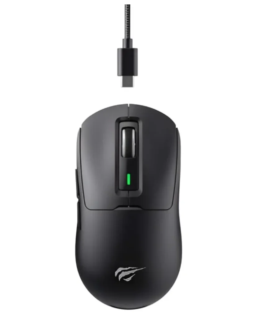 Mouse Gamer Havit Sem Fio Tri-Mode Black, Bluetooth 5.1, Sem Fio 2.4GHz, Cabo USB, 6 Botões, Design Leve, Chip Nível Gamer, Até 8000 DPI, Preto – MS969SE