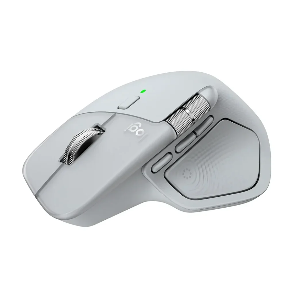 Mouse sem fio Logitech MX Master 4 com o Desempenho avançado e a Sensação tátil do Haptic feedback, Design ergonômico, Rolagem ultra rápida, Conexão USB-C ou Bluetooth, Windows, macOS – Cinza Claro