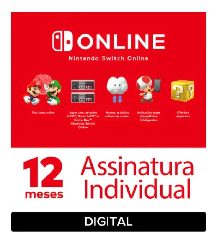 Nintendo Switch Online assinatura 12 meses (Digital)