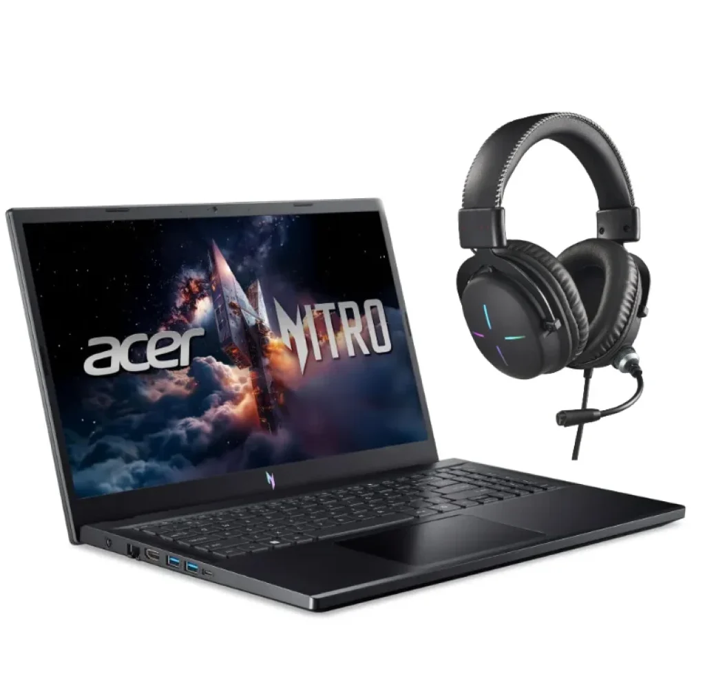 Combo Notebook Gamer Acer Nitro V15, i7-13620H, RTX 4060, 16GB RAM, 512GB SSD, 15,6″ FHD IPS 165Hz 300 nits, W11 – ANV15-52-790M + Headset Gamer Nitro NHW200 Gen 2