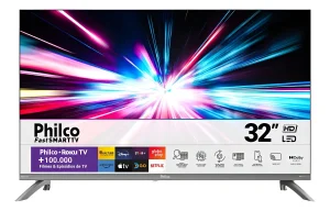 Smart Tv 32″ Philco LED Roku Tv HD Dolby Audio Bivolt – P32CRB