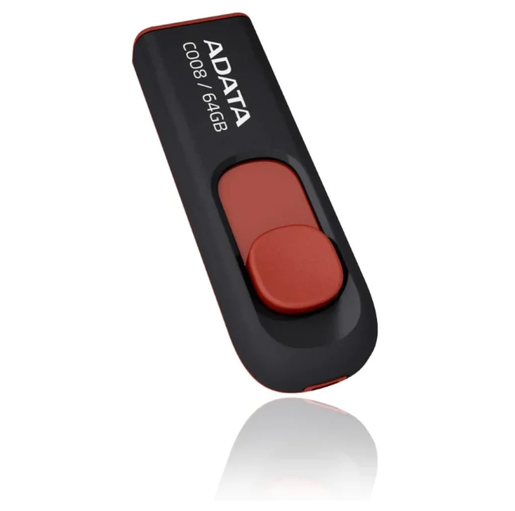 Pen drive Adata C008 64GB USB 2.0 – Preto e vermelho