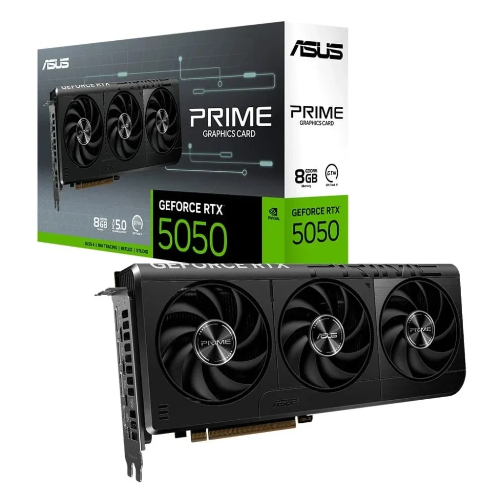 Placa de Vídeo Asus PRIME RTX 5050 OC 8G NVIDIA GeForce, 8GB, GDDR6, 128-bit, OpenGL 4.6, DLSS 4, Ray Tracing – 90YV0N70-M0NA00