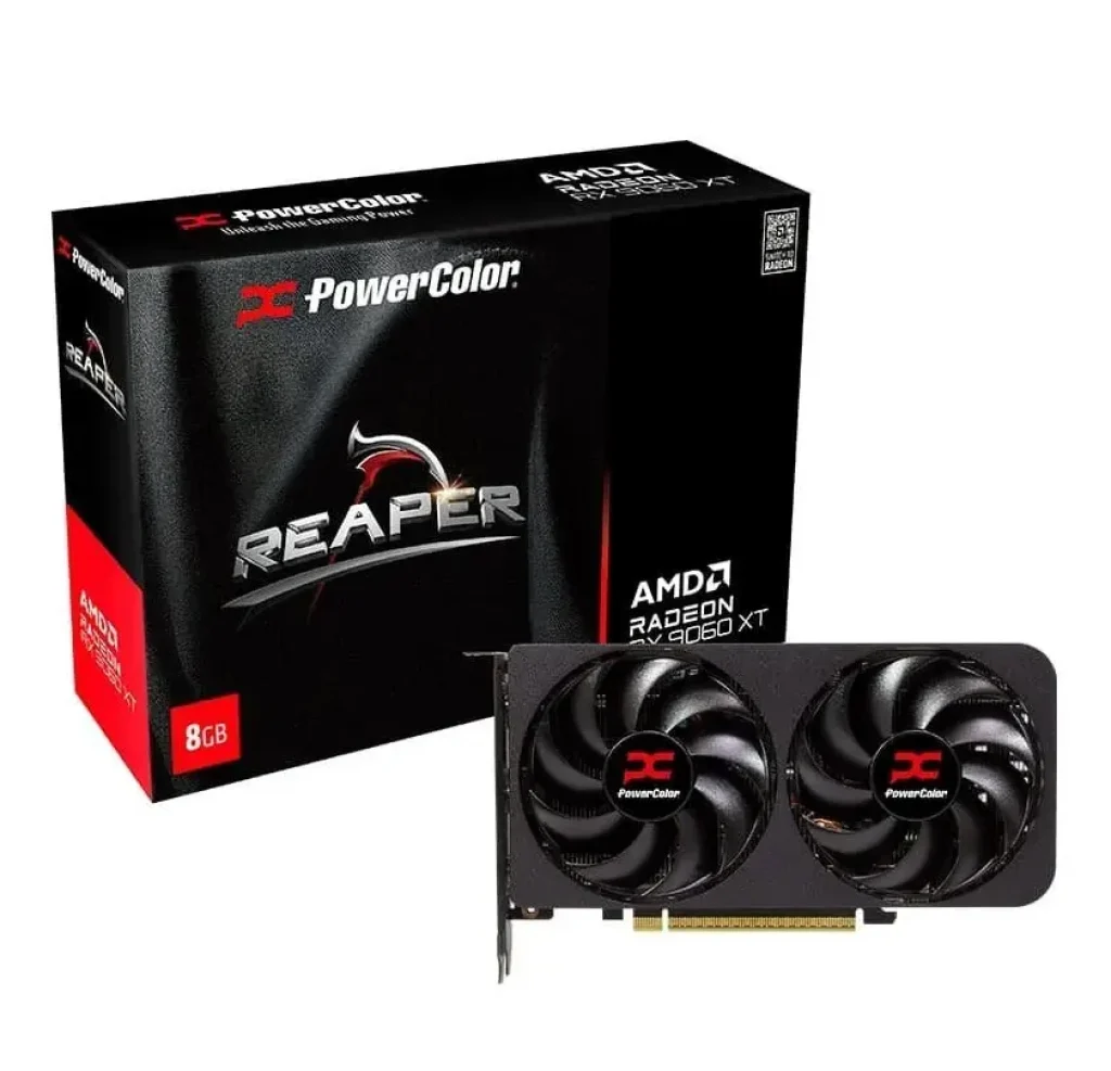 Placa de Vídeo PowerColor RX 9060 XT Reaper AMD Radeon, 8GB, GDDR6, 128bits, OpenGL 4.6, RDNA 4 – RX9060XT 8G-A