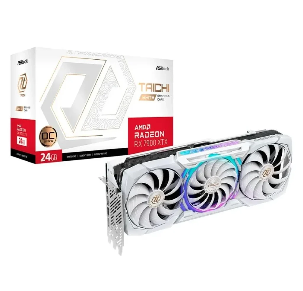 Placa de Vídeo RX 7900 XTX Taichi ASRock AMD Radeon, White 24GB OC, FSR, Ray Tracing – RX7900XTX TCW 24GO / 90-GA4AZZ-00UANF
