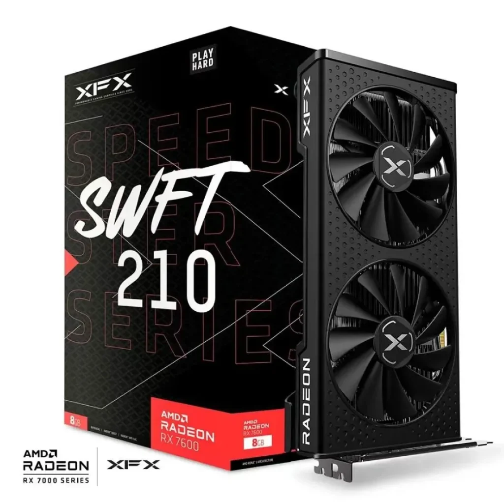 Placa de Vídeo XFX AMD Radeon RX 7600 Speedster SWFT 210, 8GB, GDDR6, FSR, Ray Tracing – RX-76PSWFTFY
