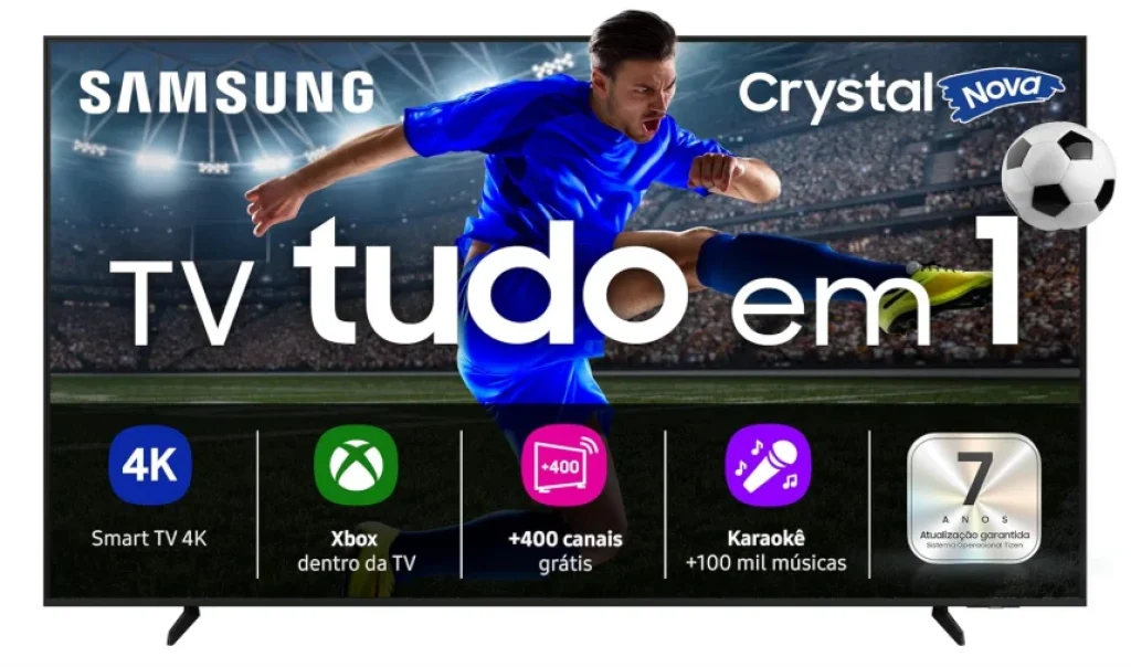 Samsung Smart TV 55″ Crystal UHD 4K U8100F 2025, Xbox Cloud Gaming, Canais Gratuitos, Alexa – UN55U8100F