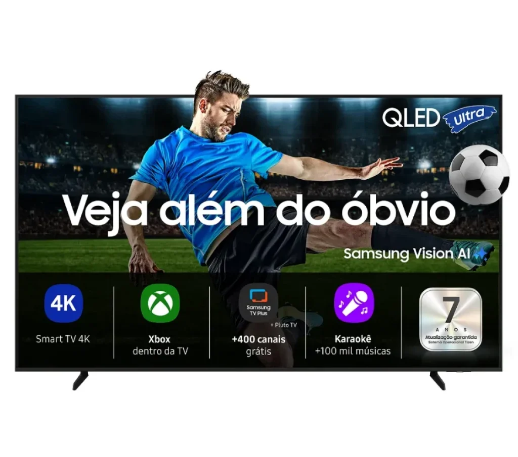 Samsung Vision AI TV 55″ True QLED 4K Q7F 2025, Pontos Quânticos, Processador Q4 com IA, Art Store, Alexa – QN55Q7FAAGXZD