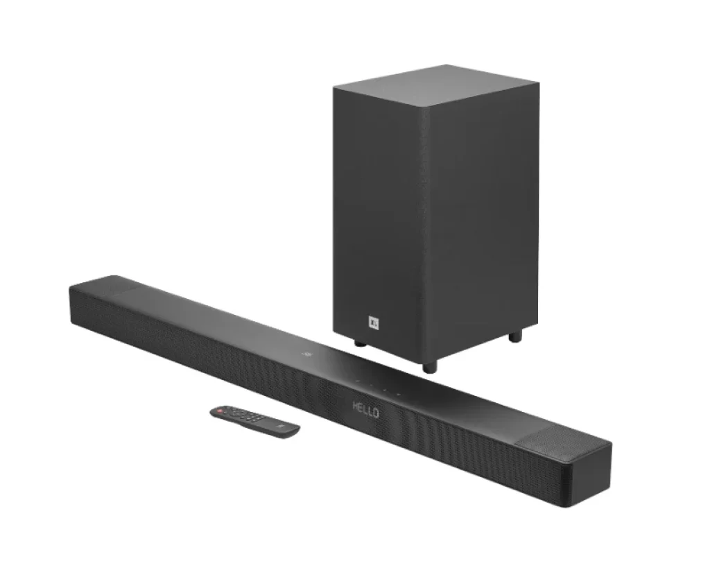 Soundbar JBL Cinema SB595 – 220W RMS, 3.1.2 canais com True Dolby Atmos®, Subwoofer sem fio, HDMI-in e HDMI eARC – JBLSB595BLKBR