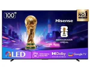 Smart TV 4K Hisense QLED 100” Polegadas com Subwoofer Embutido, Modo Jogo Pro, 144Hz e Wi-Fi – 100Q7QG