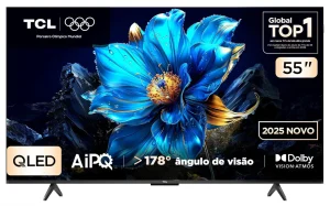 Smart TV 55″ TCL 4K UHD QLED 55P7K Google TV AiPQ Google Assistente 3 HDMI 1 USB
