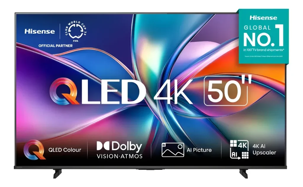 Smart TV Hisense UHD 4K QLED 50″ Polegadas Q6QV com HDR10+, 4K Upscaler, Dolby Atmos, VIDAA, Sports Mode, Game Mode Plus e Compatível com Alexa – 50Q6QV