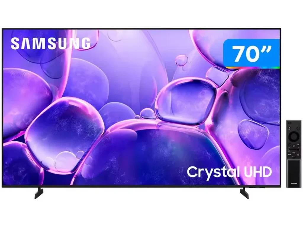 Smart TV Samsung 70″ 4K UHD U8500 com Design Air Slim, HDR, Gaming Hub, TV Plus e Som Imersivo – UN70U8500