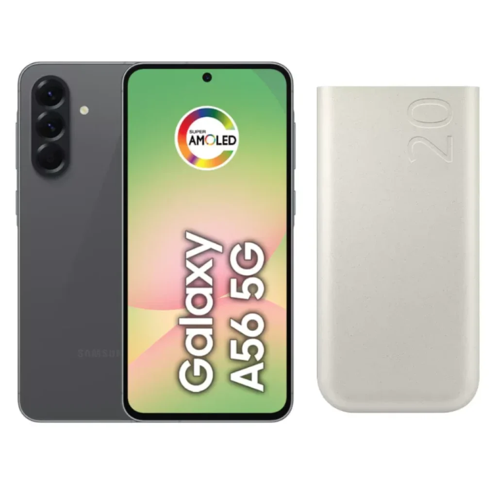 Combo Smartphone Samsung Galaxy A56 5G 256GB 8GB RAM, NFC + Bateria Portátil 20000 mAh 45W