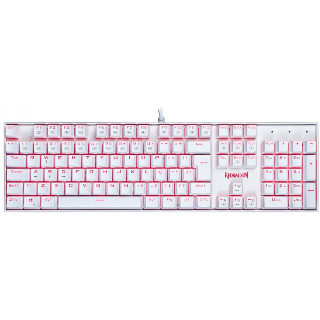 Teclado Mecânico Gamer Redragon Mitra Lunar, Switch Black, ABNT2, White – K551W-Black