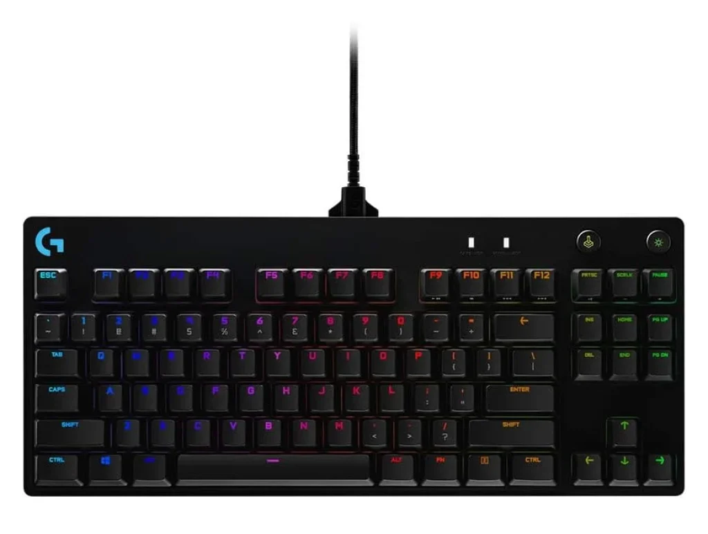Teclado Mecânico Gamer RGB Logitech G PRO com Layout US, Design TKL, Cabo Destacável e Switch Exclusivo GX Blue Clicky