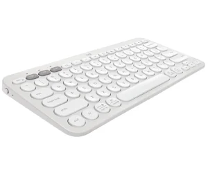 Teclado sem fio Logitech Pebble Keys 2 K380s com Conexão Bluetooth Easy-Switch e Pilha Inclusa – Compatível com PC, Mac, Chrome OS, Android, iOS e Apple TV, Layout US – Branco