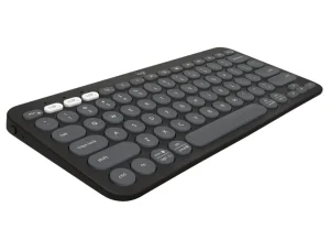 Teclado sem fio Logitech Pebble Keys 2 K380s com Conexão Bluetooth Easy-Switch e Pilha Inclusa – Compatível com PC, Mac, Chrome OS, Android, iOS e Apple TV, Layout US – Grafite