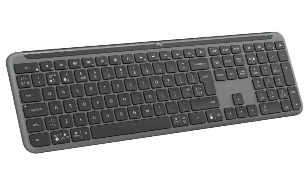 Teclado sem fio Logitech Signature Slim K950 Com Easy-Switch para até 3 dispositivos, Digitação Silenciosa, Conexão Bluetooth ou Receptor USB Logi Bolt e Layout US INTL - Grafite